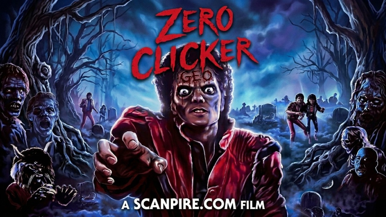 Zero Clicker - A Scanpire.com film. Thriller-style poster representing the death of search.